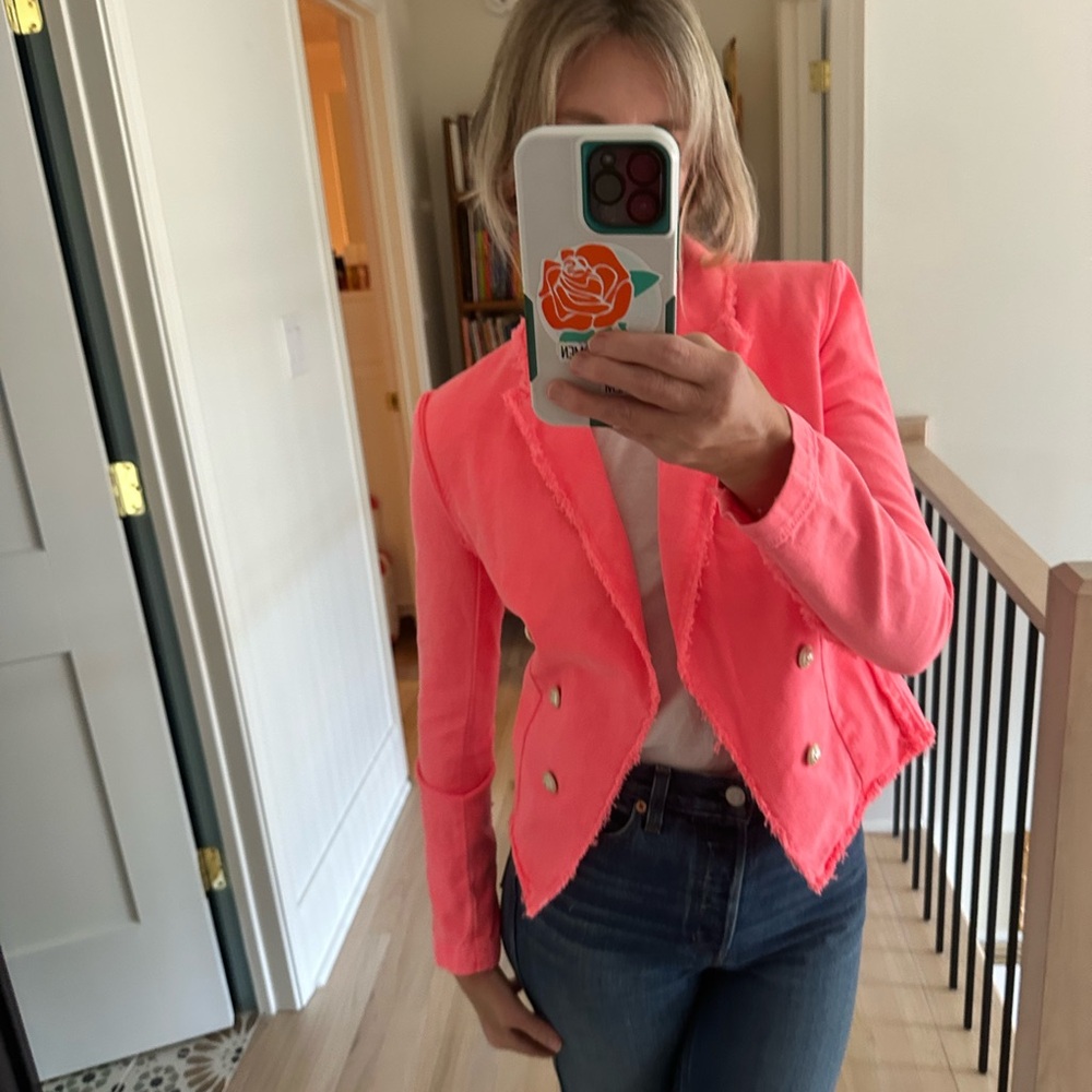 L'AGENCE Neon Pink Jean Jacket